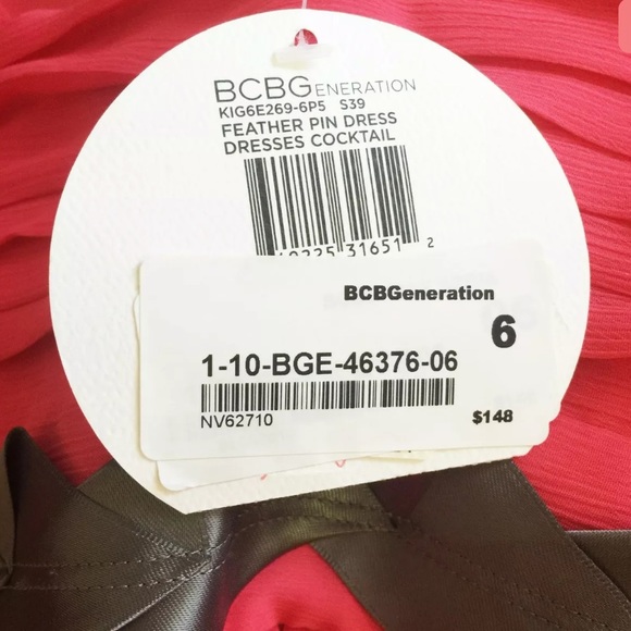 NWT BCBGENERATION Long dress Red Pink ruffle 6 - Picture 5 of 5